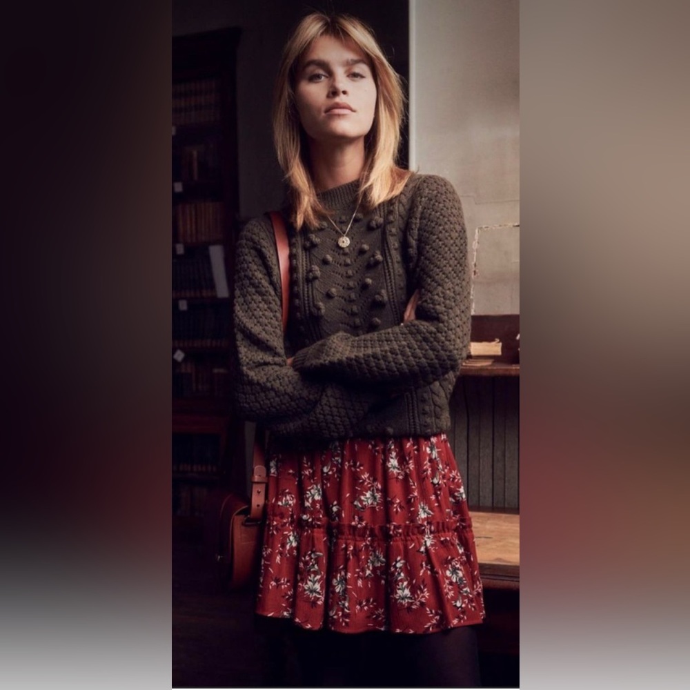 Sezane Floral Red Skirt